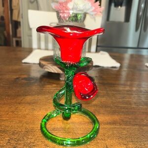 Murano Style Glass - Tulip Vase Spiral Stand - Unmarked.